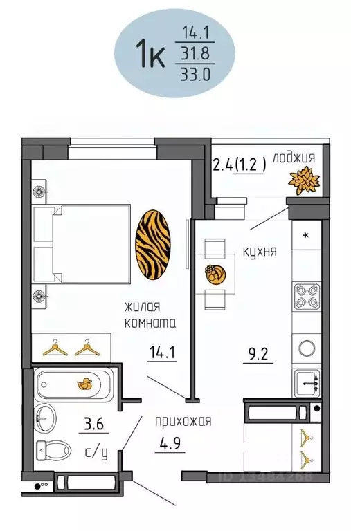 1-к кв. Пермский край, Пермь Ижевская ул., 38 (33.0 м) - Фото 1