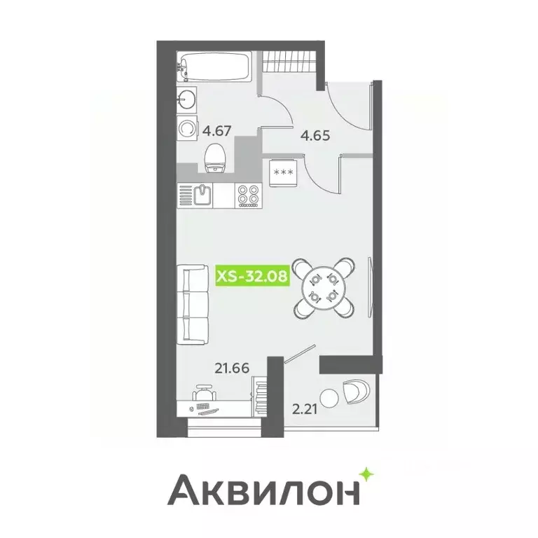 Студия Санкт-Петербург Аквилон Залив жилой комплекс (32.08 м) - Фото 0