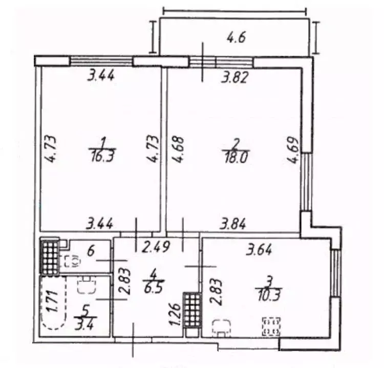 2-к кв. Санкт-Петербург ул. Богословская, 4к4 (55.0 м) - Фото 1