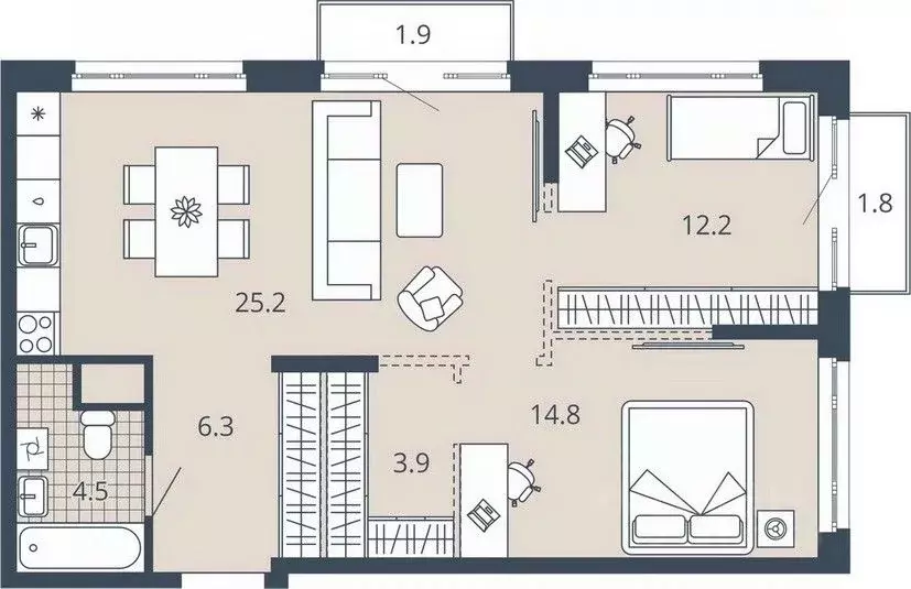 2-к кв. Пензенская область, Пенза Центральный квартал Скала Сити жилой ... - Фото 1