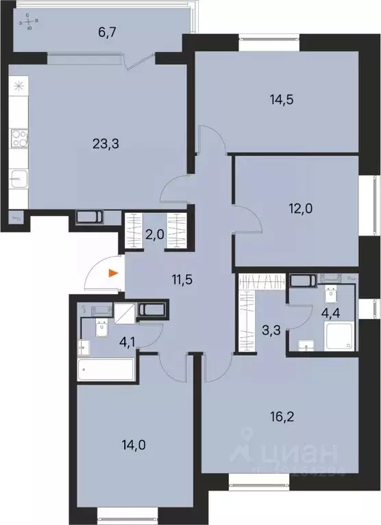 4-к кв. Санкт-Петербург Московское ш., 19к4Е (105.3 м) - Фото 1