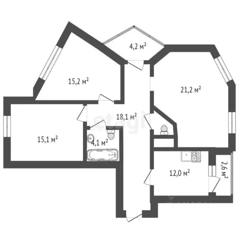 3-к кв. Санкт-Петербург Хасанская ул., 2к1 (87.1 м) - Фото 1