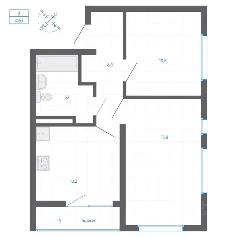 2-к кв. Свердловская область, Екатеринбург ул. Вильгельма де Геннина, ... - Фото 1