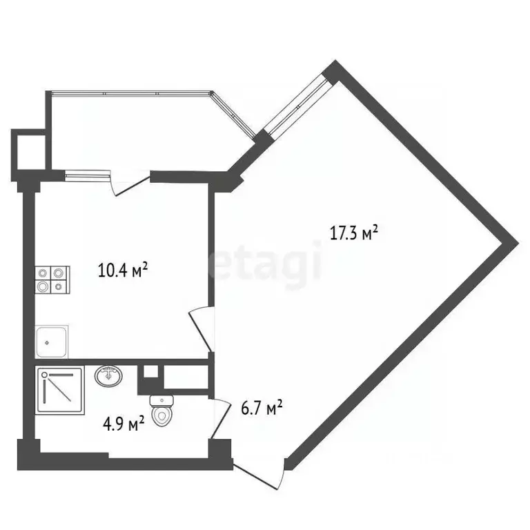 1-к кв. Крым, Симферополь ул. Батурина (39.3 м) - Фото 2