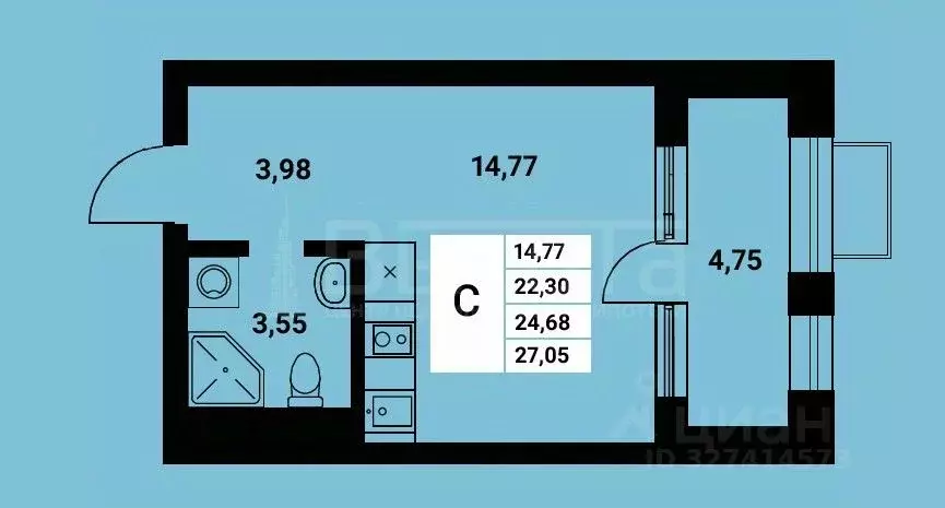 Студия Воронежская область, Воронеж наб. Чуева, 7 (27.05 м) - Фото 2