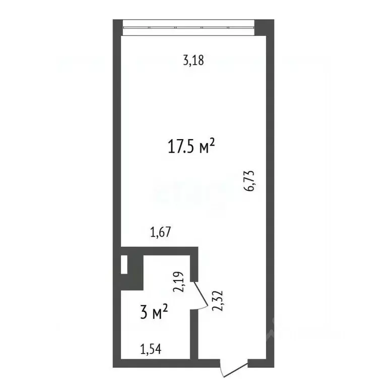 Студия Иркутская область, Иркутск Байкальская ул., 244/2 (20.5 м) - Фото 2