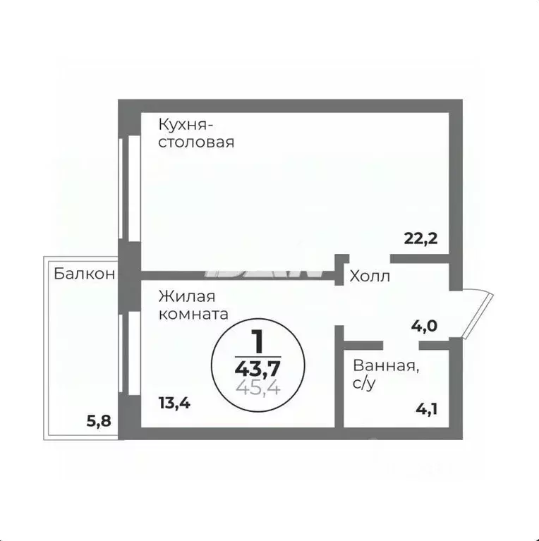 1-к кв. Челябинская область, Челябинск Комсомольский просп., 147 (43.7 ... - Фото 2