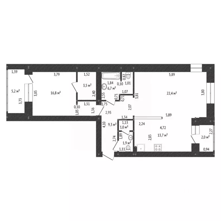 2-к кв. Башкортостан, Уфа ул. Менделеева, 150/5 (75.6 м) - Фото 1