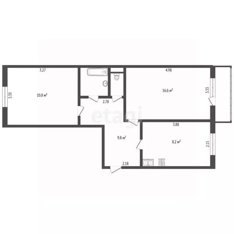 2-к кв. Ленинградская область, Тосненский район, Красный Бор пгт ул. ... - Фото 2