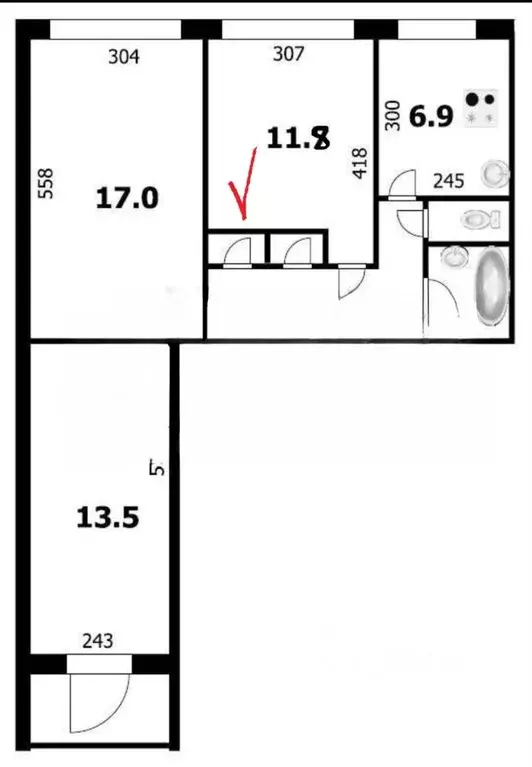 Комната Новосибирская область, Новосибирск ул. Кропоткина, 118 (11.8 ... - Фото 2