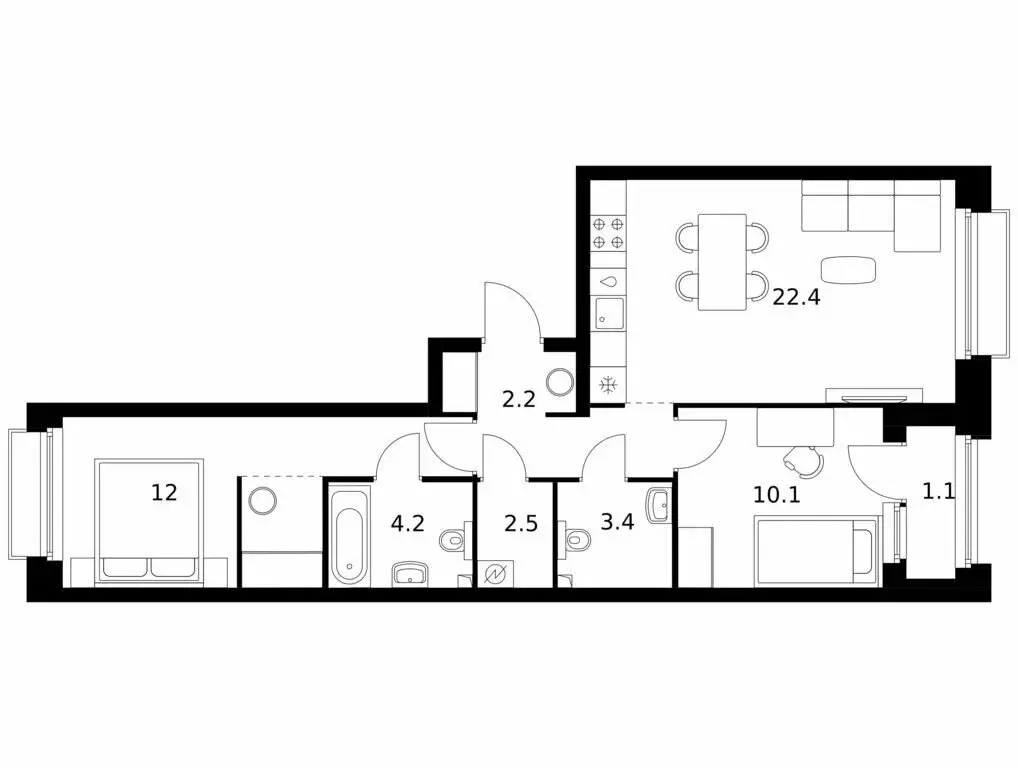 2-комнатная квартира: Казань, ЖК Сиберово, 2 (63.7 м) - Фото 0