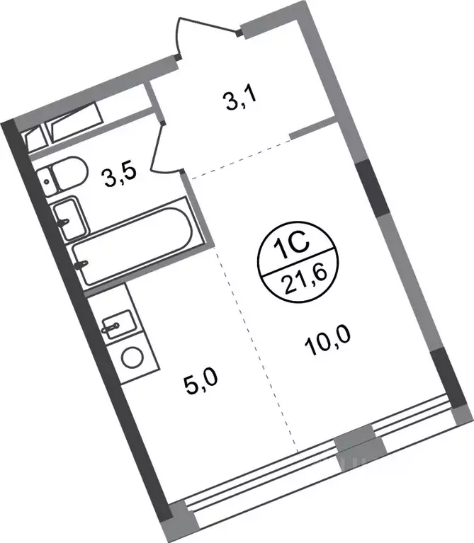 Студия Москва Переделкино Ближнее мкр, 18-й кв-л,  (21.6 м) - Фото 0
