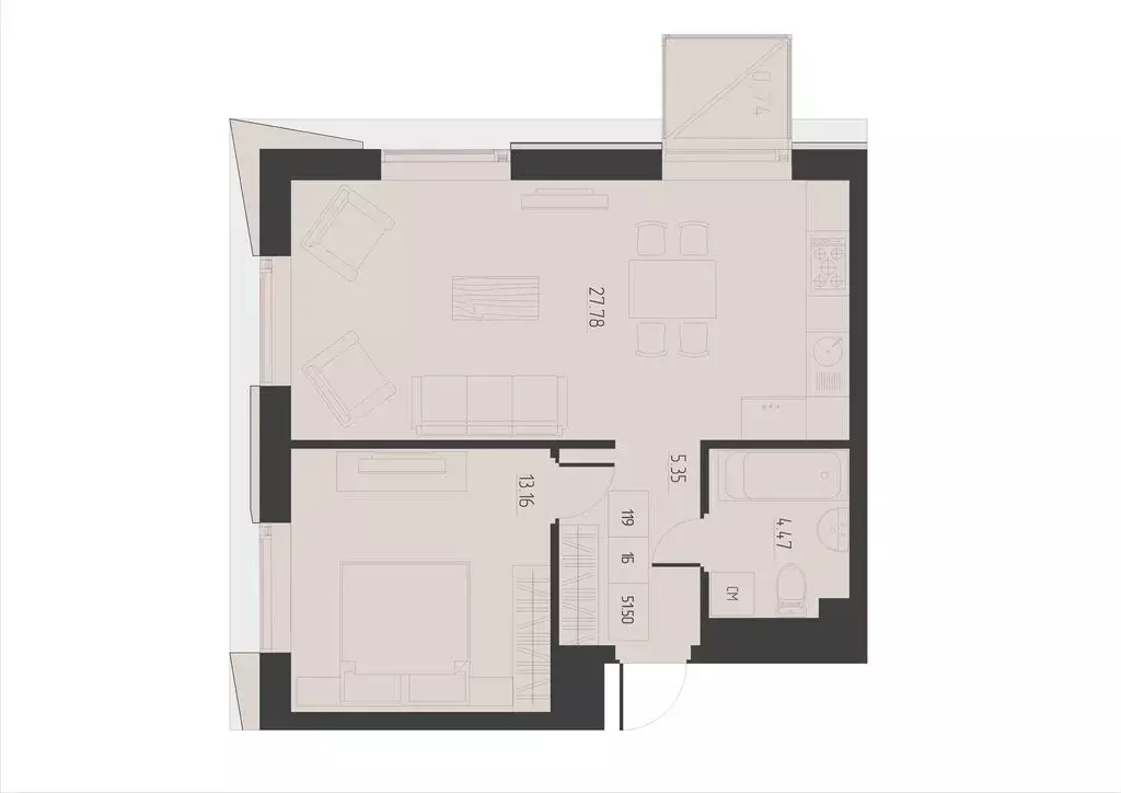 1-комнатная квартира: Казань, ЖК Академик (51.5 м) - Фото 0