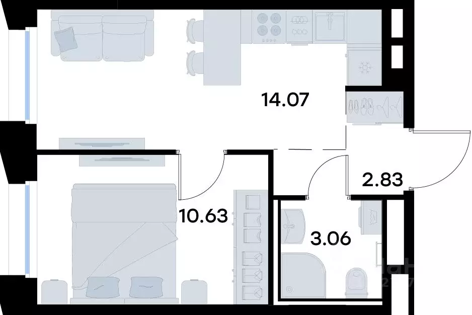 1-к кв. Татарстан, Казань ул. Профессора Мухамедьярова (30.59 м) - Фото 1
