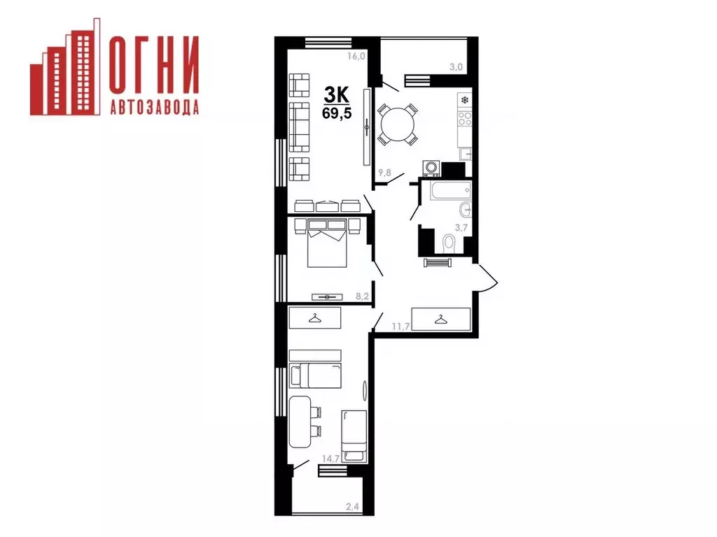 3-к кв. Нижегородская область, Нижний Новгород Коломенская ул., 8к4 ... - Фото 1