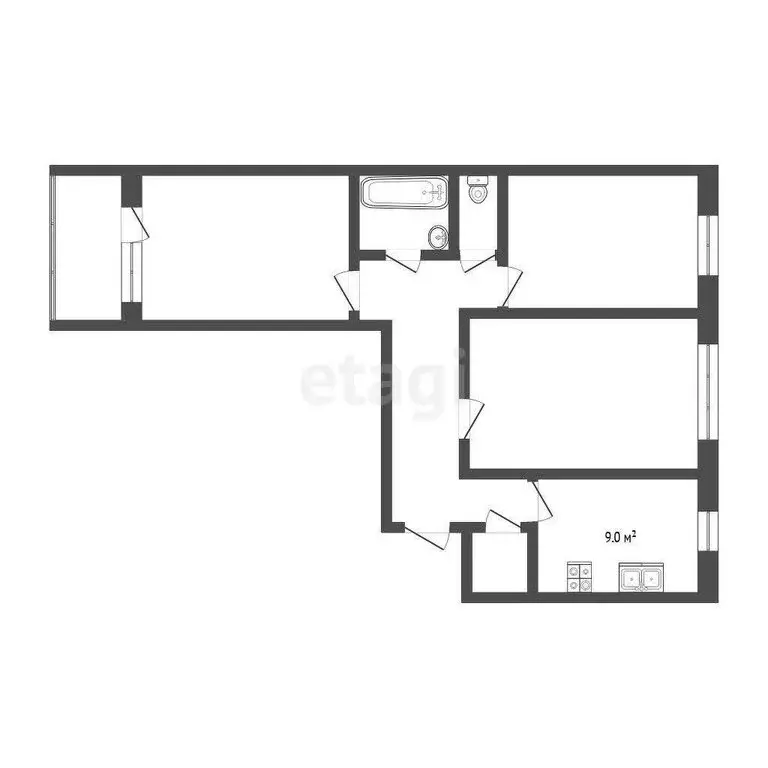 3-комнатная квартира: Тюмень, Широтная улица, 114 (68.8 м) - Фото 1