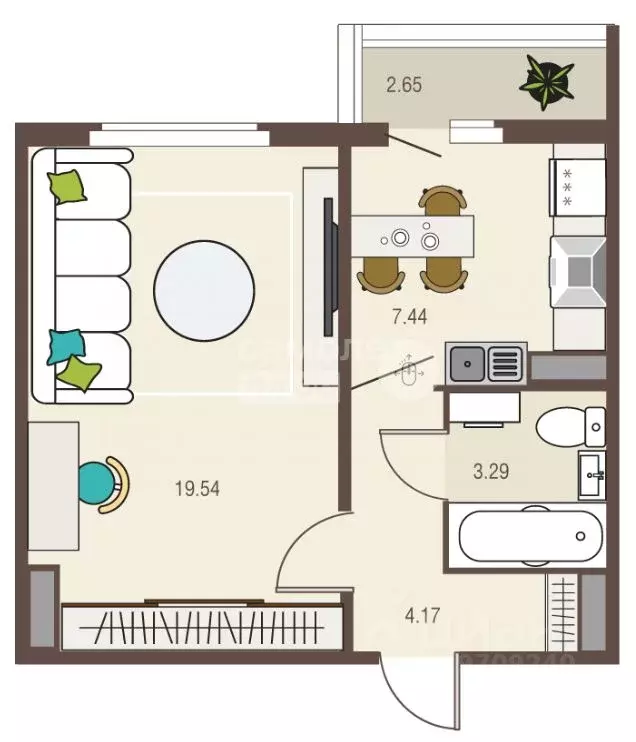 1-к кв. Курская область, Курск ул. Энгельса, 115/3 (35.24 м) - Фото 2