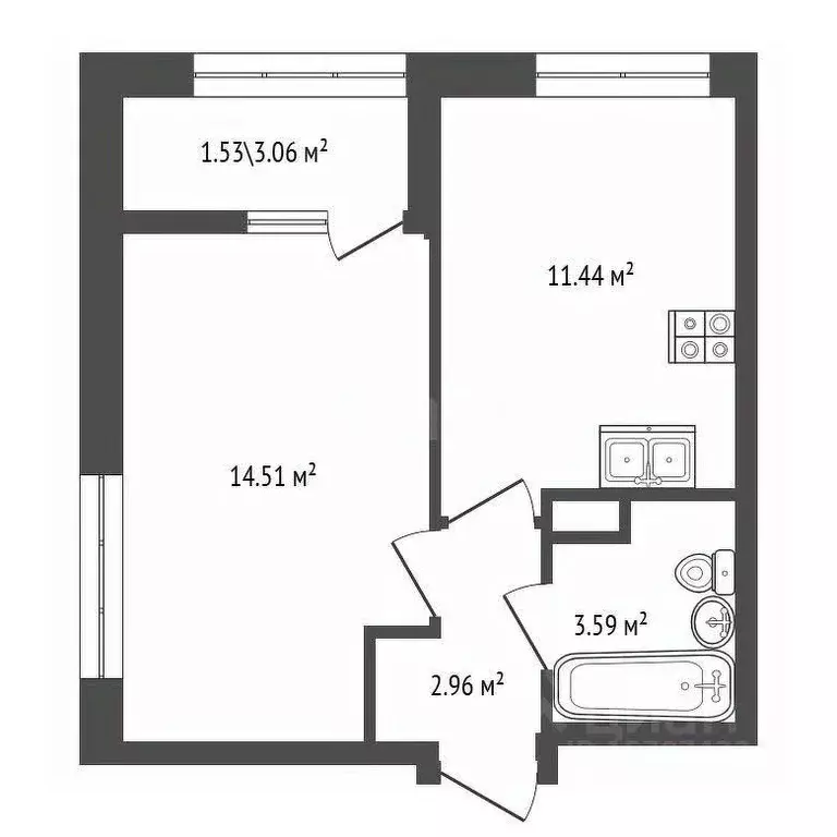 1-к кв. Санкт-Петербург Полюстровский просп., 75 (34.03 м) - Фото 1