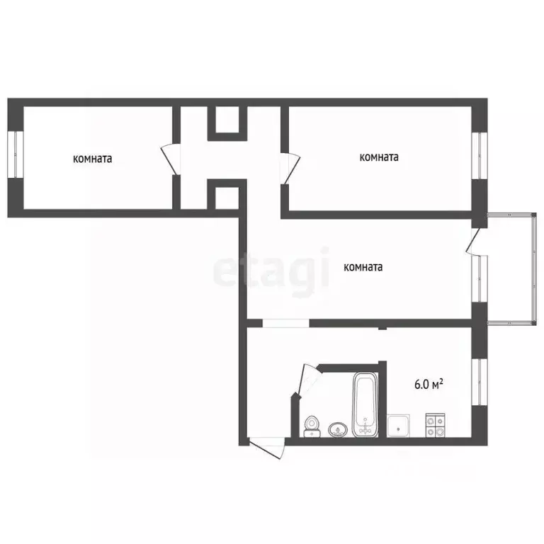 3-к кв. Севастополь просп. Генерала Острякова, 123 (58.0 м) - Фото 2