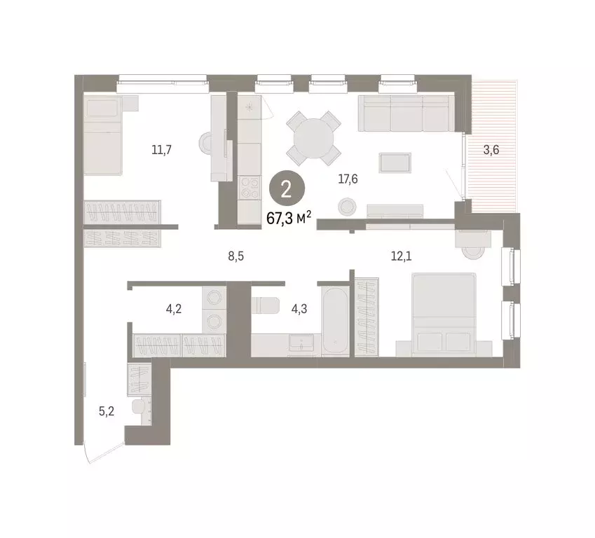 2-комнатная квартира: Челябинская область, Сосновский муниципальный ... - Фото 2