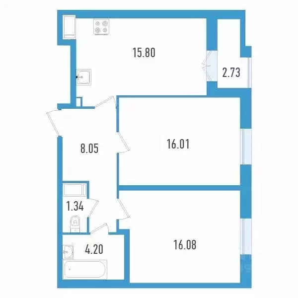 2-к кв. Санкт-Петербург Дефанс жилой комплекс (62.85 м) - Фото 0