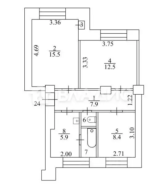 3-к кв. Новосибирская область, Новосибирск ул. Чехова, 144 (53.5 м) - Фото 0