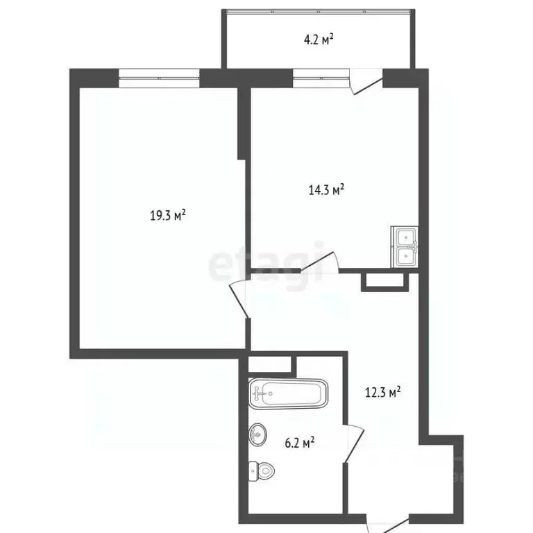 1-к кв. Челябинская область, Челябинск ул. Чичерина, 38В (52.8 м) - Фото 2