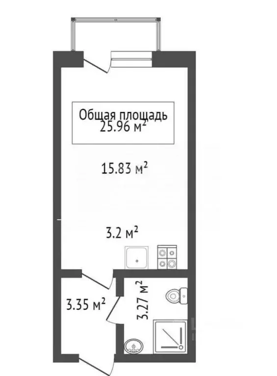 Студия Новосибирская область, Новосибирск Рубежная ул., 56 (26.0 м) - Фото 1