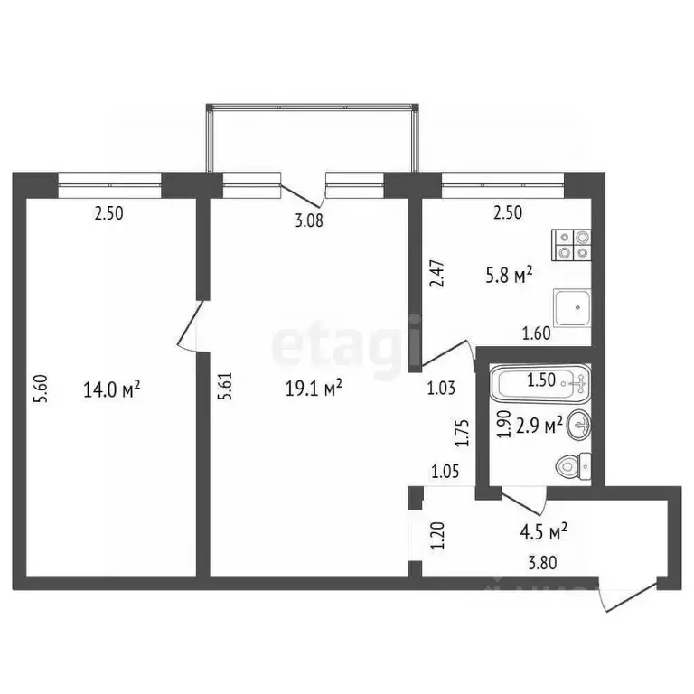 2-к кв. Мордовия, Саранск ул. Лихачева, 5 (46.2 м) - Фото 1