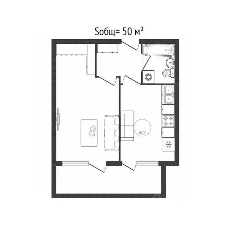 1-к кв. Брянская область, Брянск Спартаковская ул., 125 (50.0 м) - Фото 1