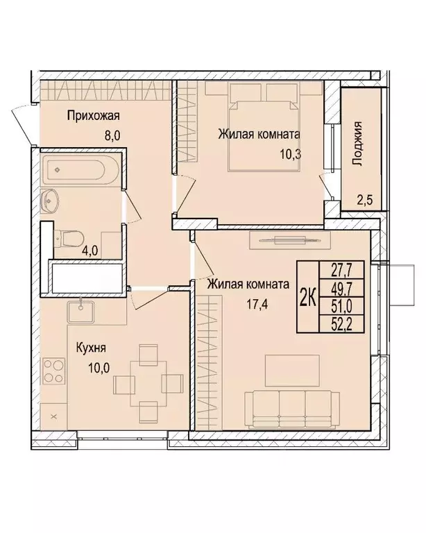 2-к кв. Московская область, Мытищи Леонидовка мкр,  (51.1 м) - Фото 0