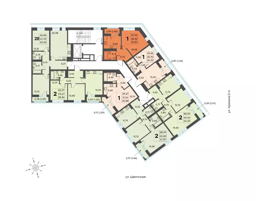 2-к кв. Тверская область, Тверь ул. 2-я Красина, 64 (60.4 м) - Фото 1