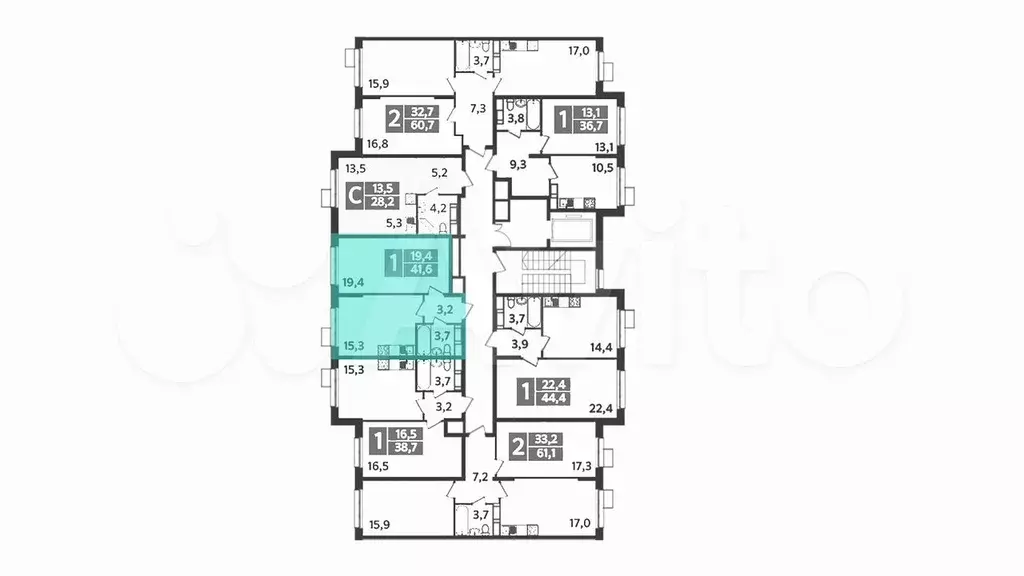 1-к. квартира, 40,7 м, 4/9 эт. - Фото 1