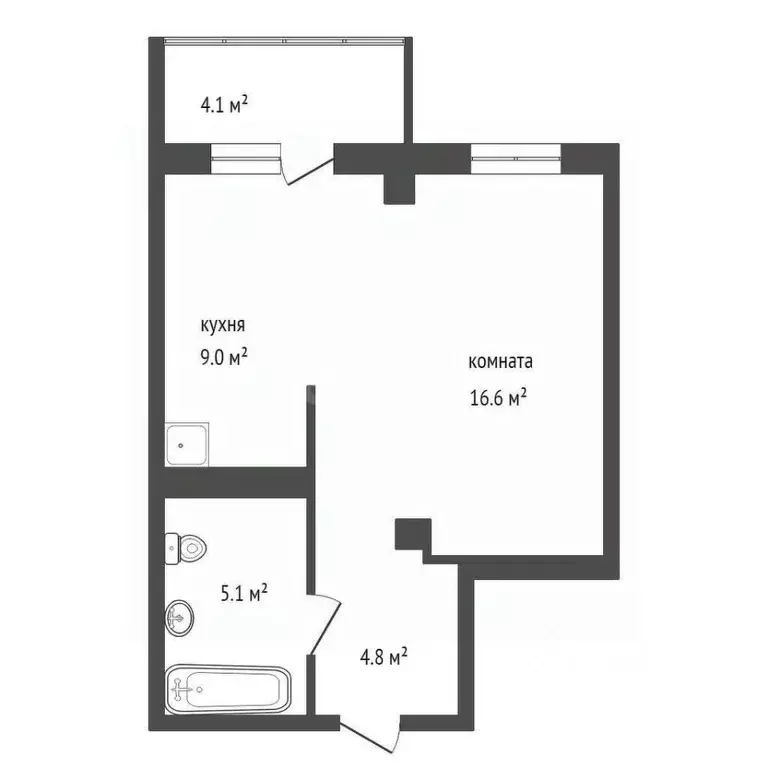 Студия Красноярский край, Красноярск Взлетная ул., 7Д (34.3 м) - Фото 2