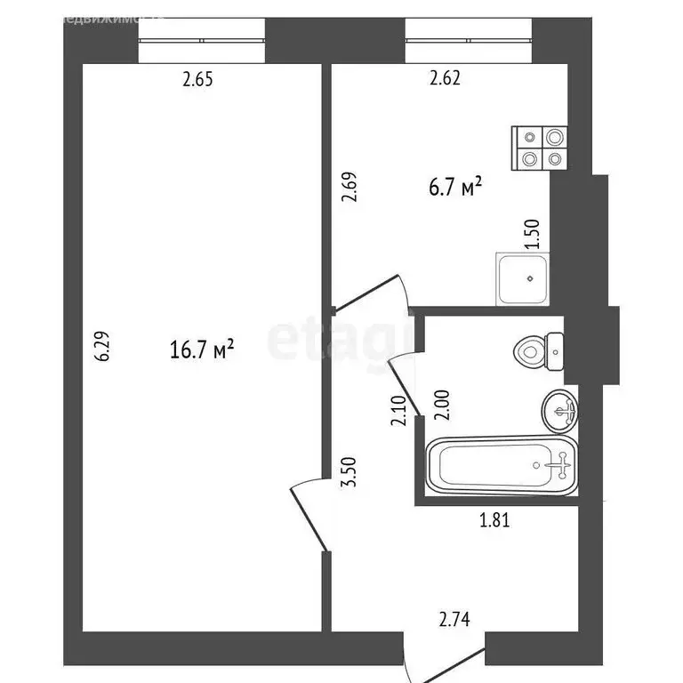 1-комнатная квартира: Мамоново, Артиллерийская улица, 2Ак6 (32.4 м) - Фото 1