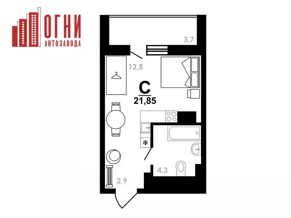 Студия Нижегородская область, Нижний Новгород Коломенская ул., 8к4 ... - Фото 1