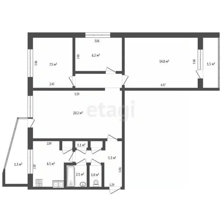 4-к кв. Мордовия, Саранск ул. Сущинского, 36к5 (64.0 м) - Фото 2