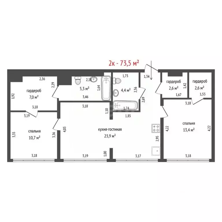 2-к кв. Свердловская область, Екатеринбург ул. Шаумяна, 28 (73.5 м) - Фото 1