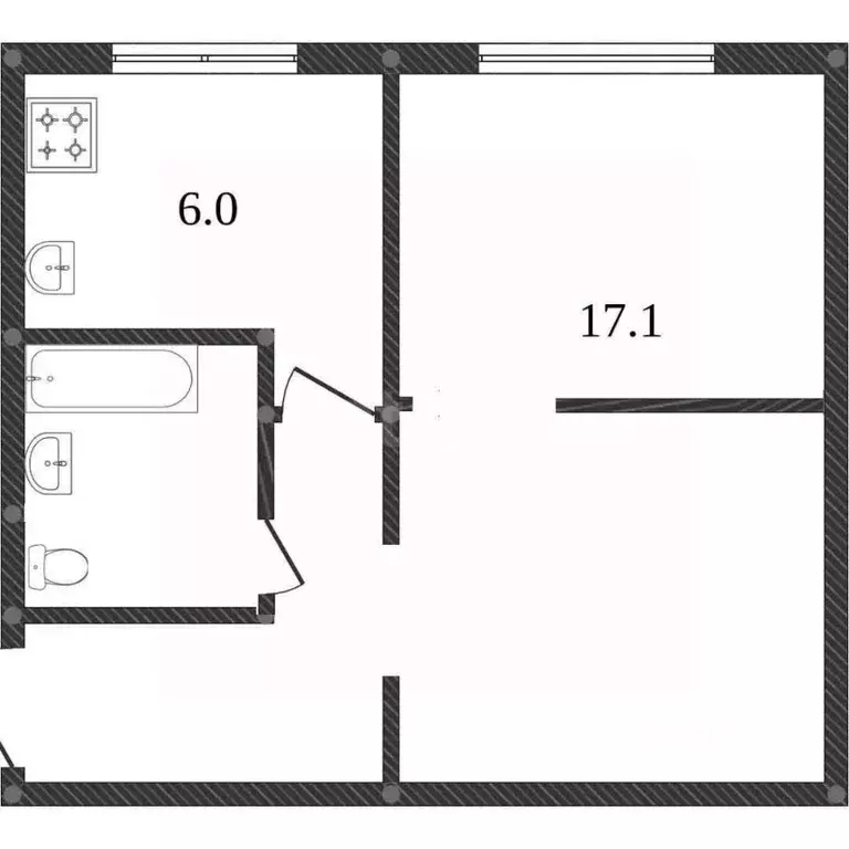 1-к кв. Вологодская область, Вологда Элеваторная ул., 47 (30.4 м) - Фото 1