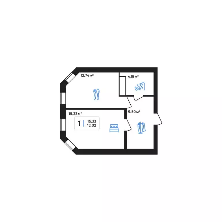 1-комнатная квартира: Липецк, жилой район Авторский (42.02 м) - Фото 1