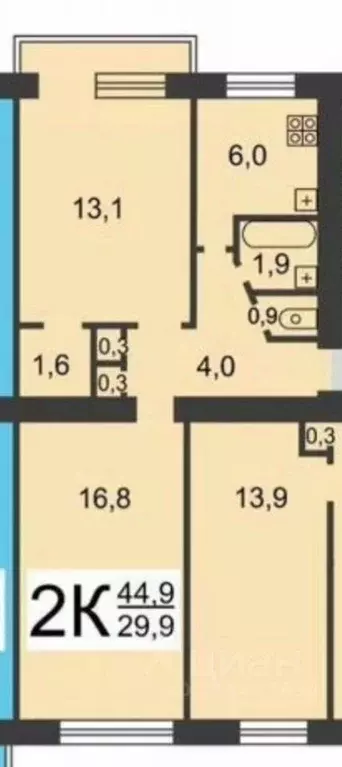 2-к кв. Нижегородская область, Нижний Новгород Батумская ул., 25 (47.3 ... - Фото 0