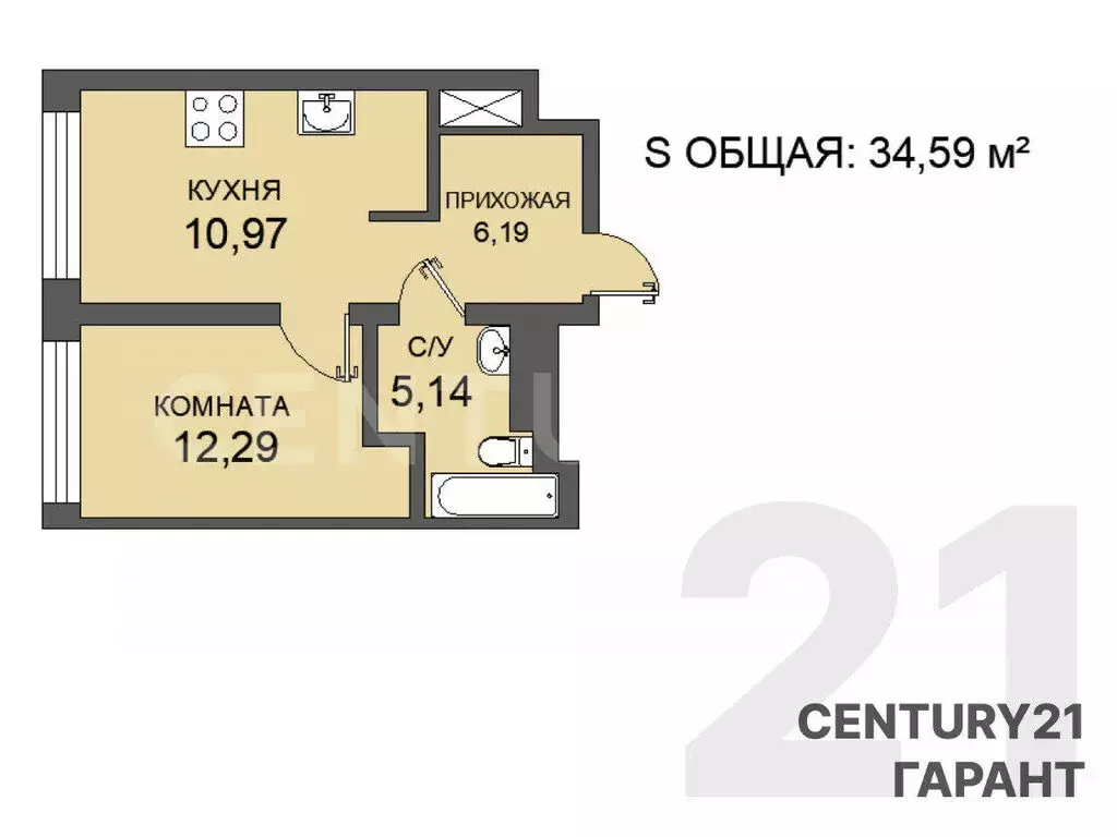 1-комнатная квартира: Санкт-Петербург, улица Челюскина, 10 (34.59 м) - Фото 0