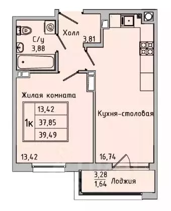 1-к кв. Ростовская область, Батайск ул. Ушинского, 27Ак1 (39.49 м) - Фото 0