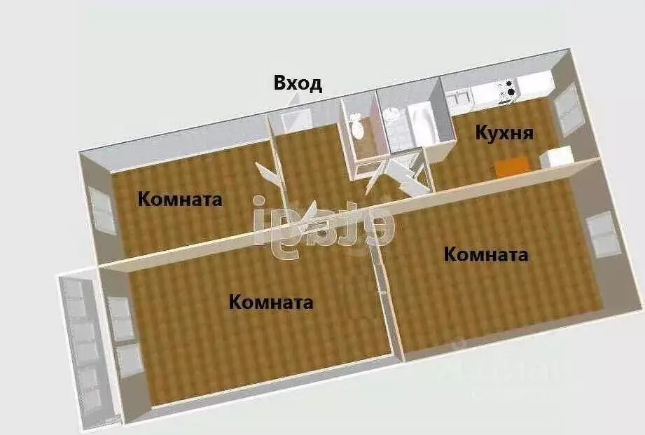 3-к кв. Сахалинская область, Южно-Сахалинск ул. имени Космонавта ... - Фото 1