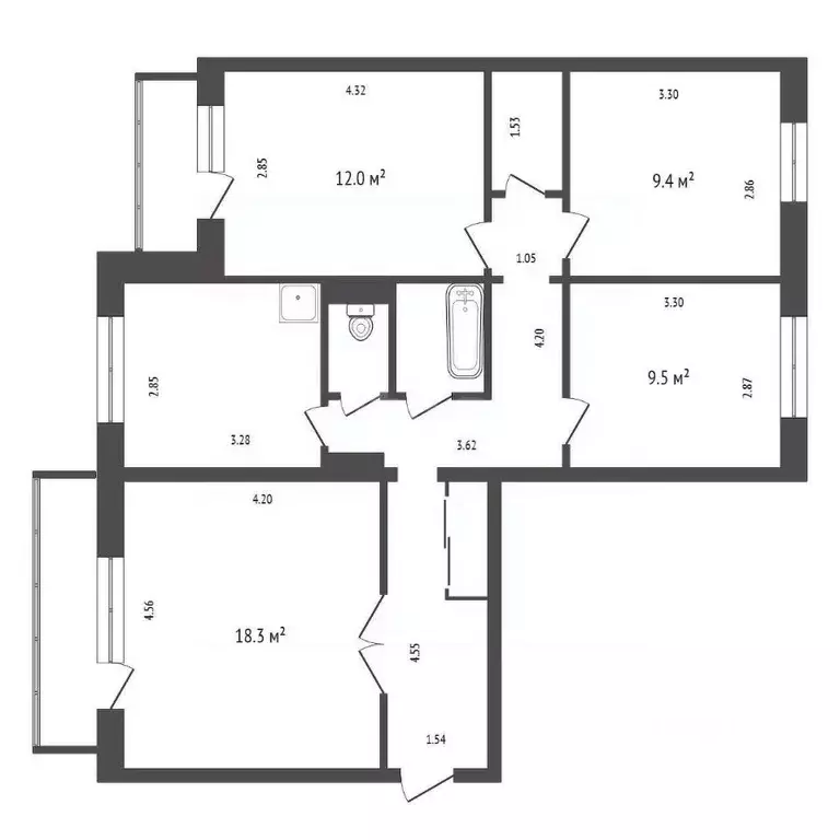 4-к кв. Красноярский край, Красноярск ул. Щорса, 78 (77.9 м) - Фото 1