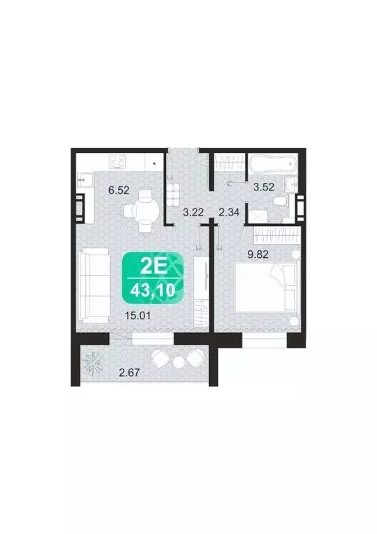 2-к кв. Забайкальский край, Чита Сосновый Бор мкр,  (43.1 м) - Фото 1