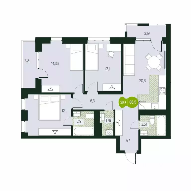 4-к кв. Забайкальский край, Чита Каштакский мкр,  (86.5 м) - Фото 1