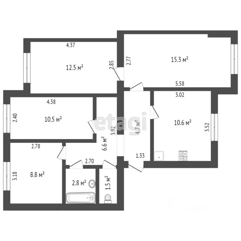 4-к кв. Ростовская область, Ростов-на-Дону ул. Закруткина, 61 (98.0 м) - Фото 1