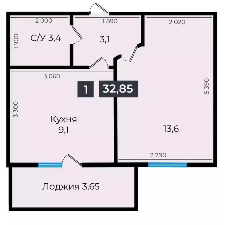 1-к кв. Ставропольский край, Ставрополь ул. Южный обход, 53В (32.85 м) - Фото 0