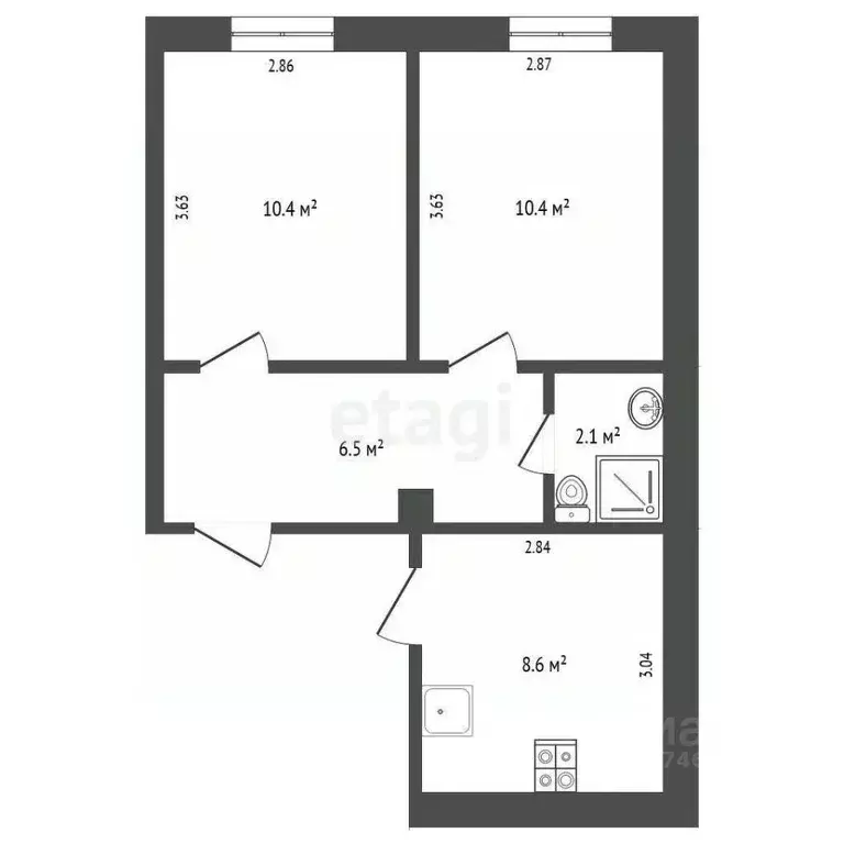 2-к кв. Крым, Евпатория ул. Франко, 7 (93.0 м) - Фото 0